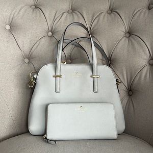 Kate Spade Patterson Drive Dome Satchel Handbag Gray Crossbody W/ Wallet